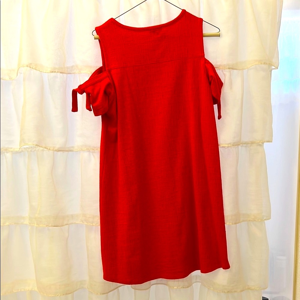 Red Cold shoulder Mini Sundress - Picture 4 of 4